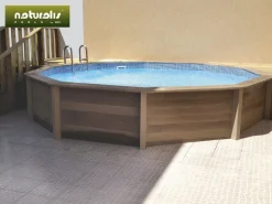 Piscine béton aspect bois en kit décagonale - 4.95 x 1.28 m