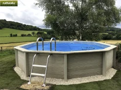 Piscine béton aspect bois en kit décagonale - 4.95 x 1.28 m
