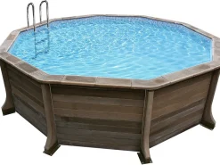 Piscine béton aspect bois en kit décagonale - 4.95 x 1.28 m