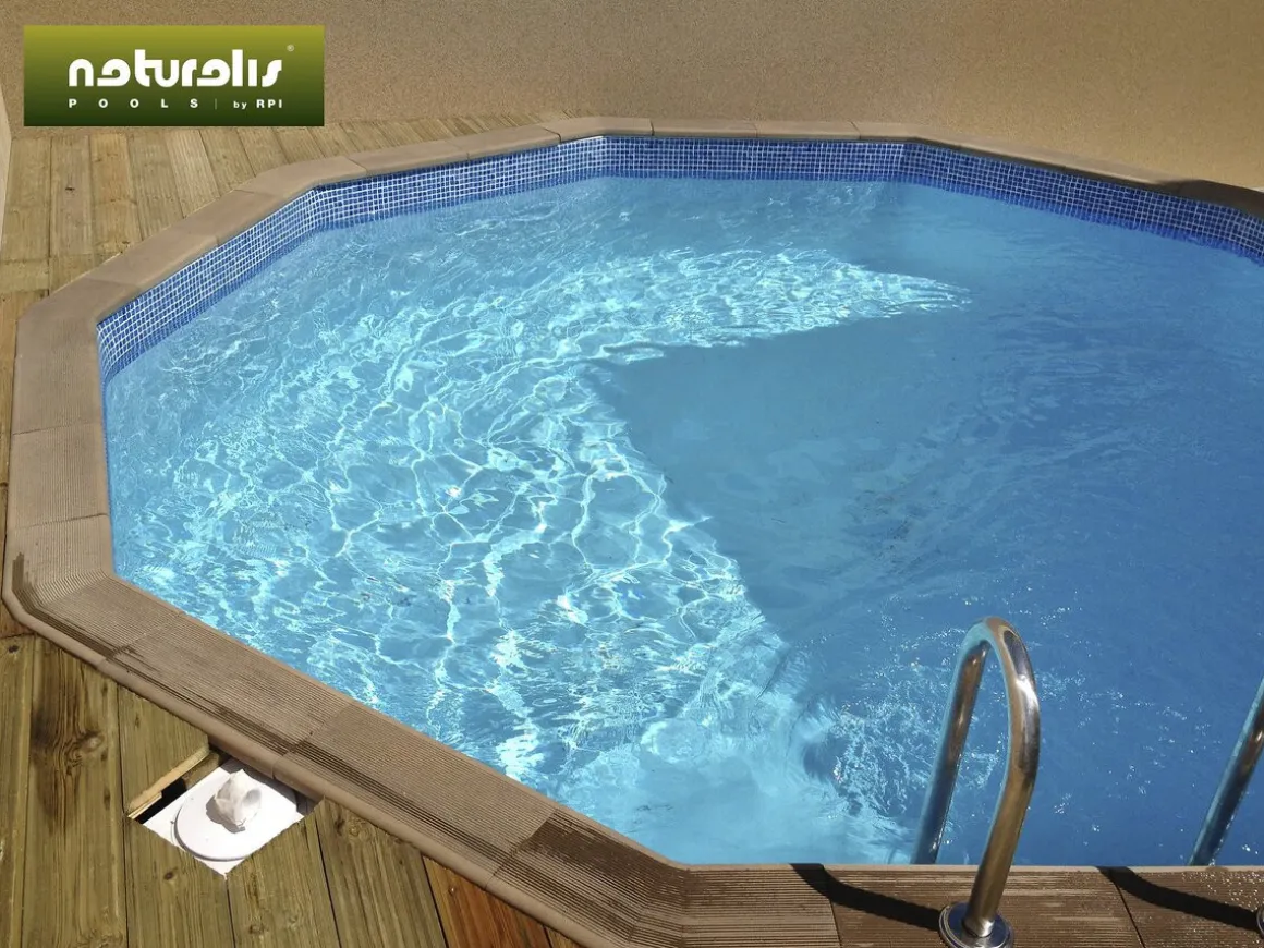 Piscine béton aspect bois en kit décagonale - 4.95 x 1.40 m
