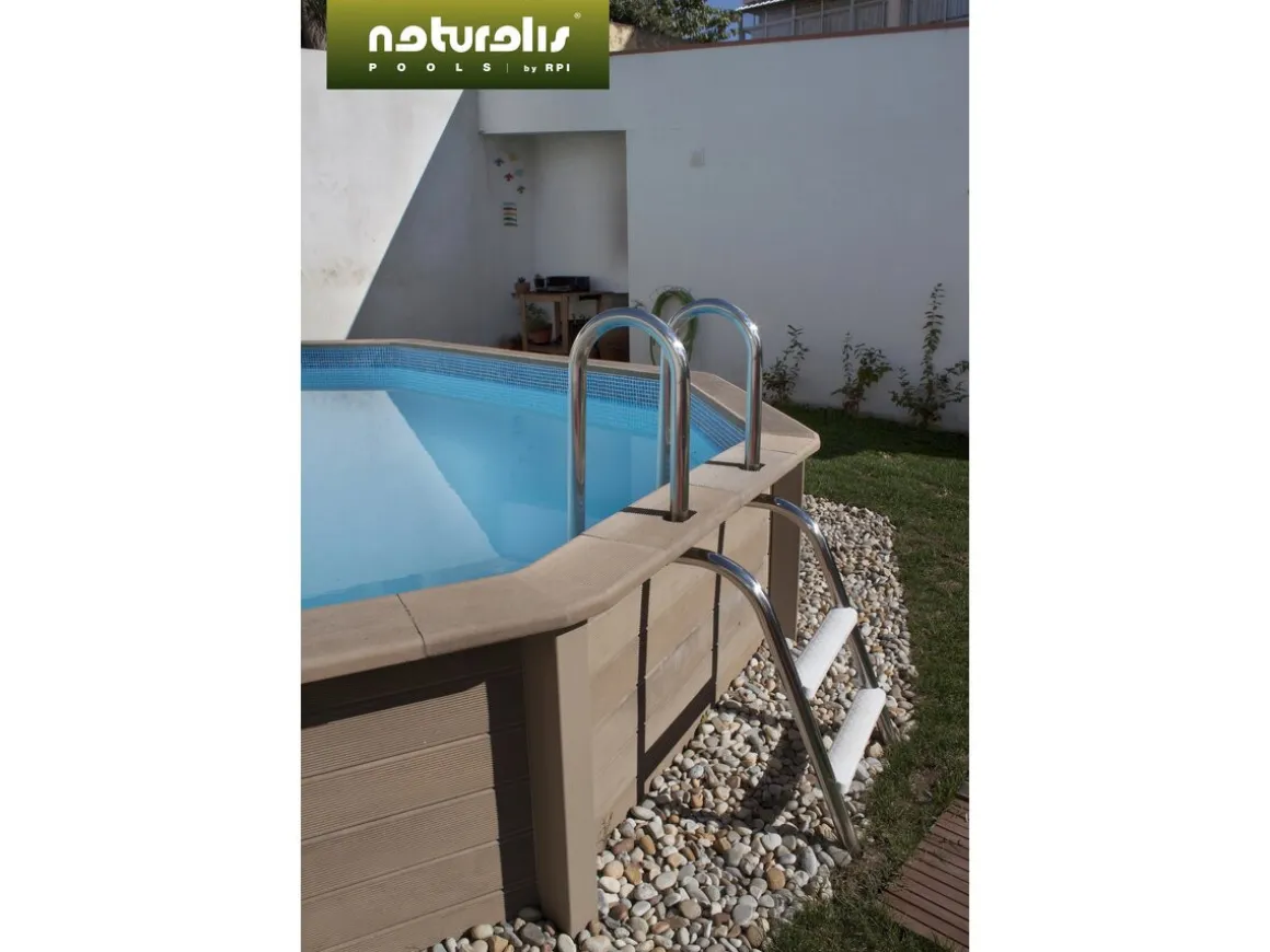 Piscine béton aspect bois en kit décagonale - 4.95 x 1.40 m