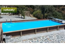 Piscine béton aspect bois en kit rectangle " Naturalis  " - 6.09 x 3.24 x 1.28 m