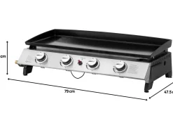 Plancha à gaz avec 4 brûleurs en métal "Jolly" - 10 Kw - Gris
