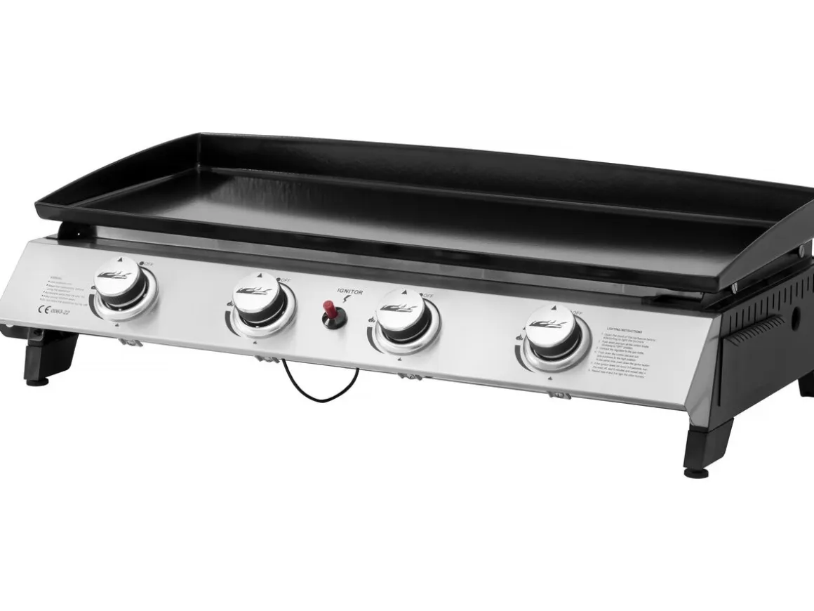 Plancha à gaz avec 4 brûleurs en métal "Jolly" - 10 Kw - Gris