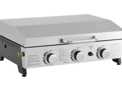 Plancha à gaz avec 3 bruleurs et couvercle en métal