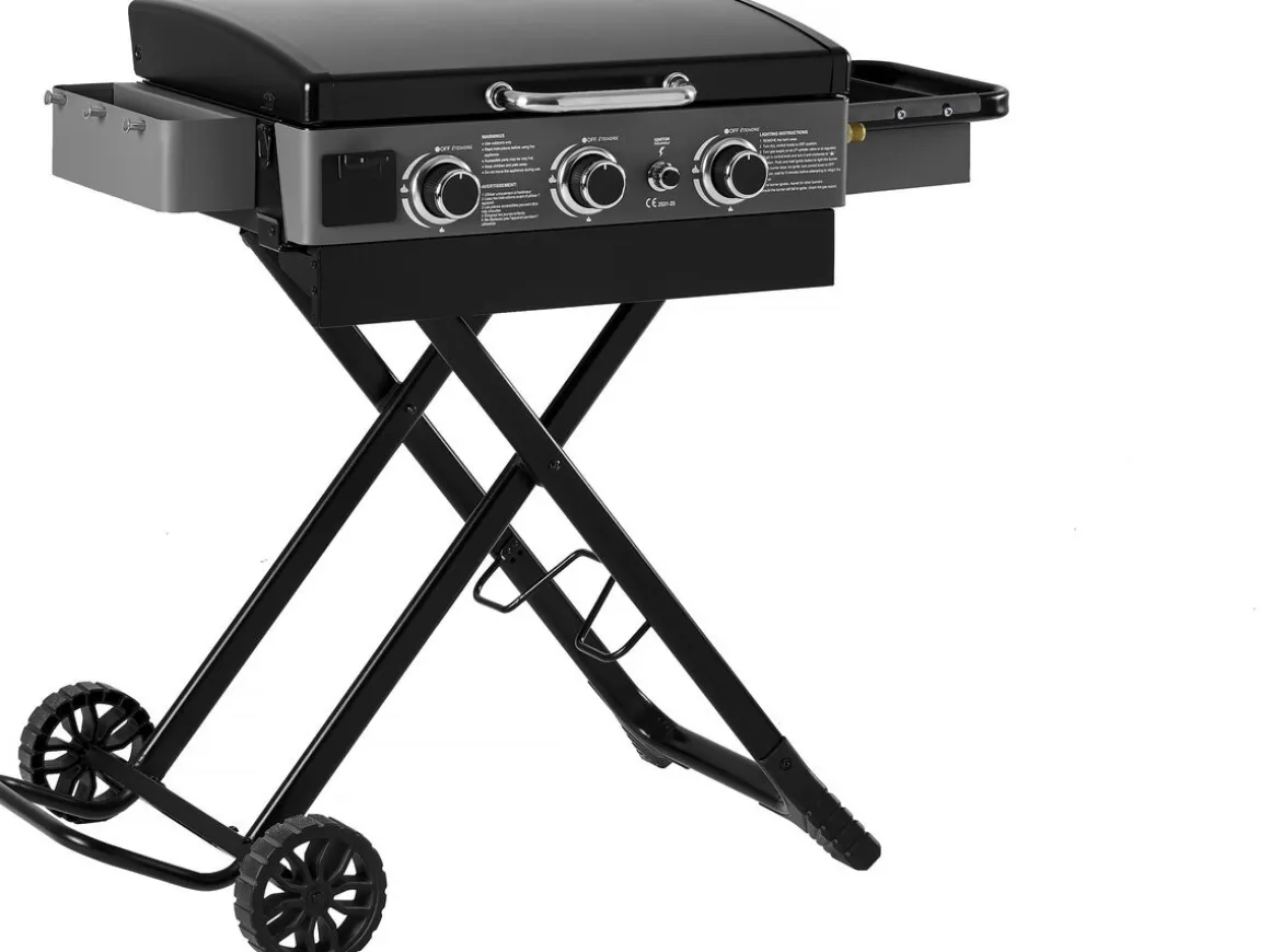 Plancha à gaz avec chariot pliable et portable "Firo" - 7,5 kw - Noir