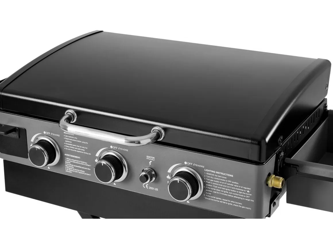 Plancha à gaz avec chariot pliable et portable "Firo" - 7,5 kw - Noir