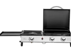 Plancha gaz avec couvercle "Rasio" - 7.5 KW - 3 brûleurs - Noir