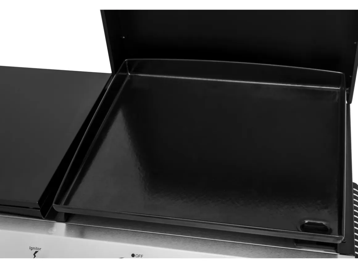 Plancha gaz avec couvercle "Rasio" - 7.5 KW - 3 brûleurs - Noir