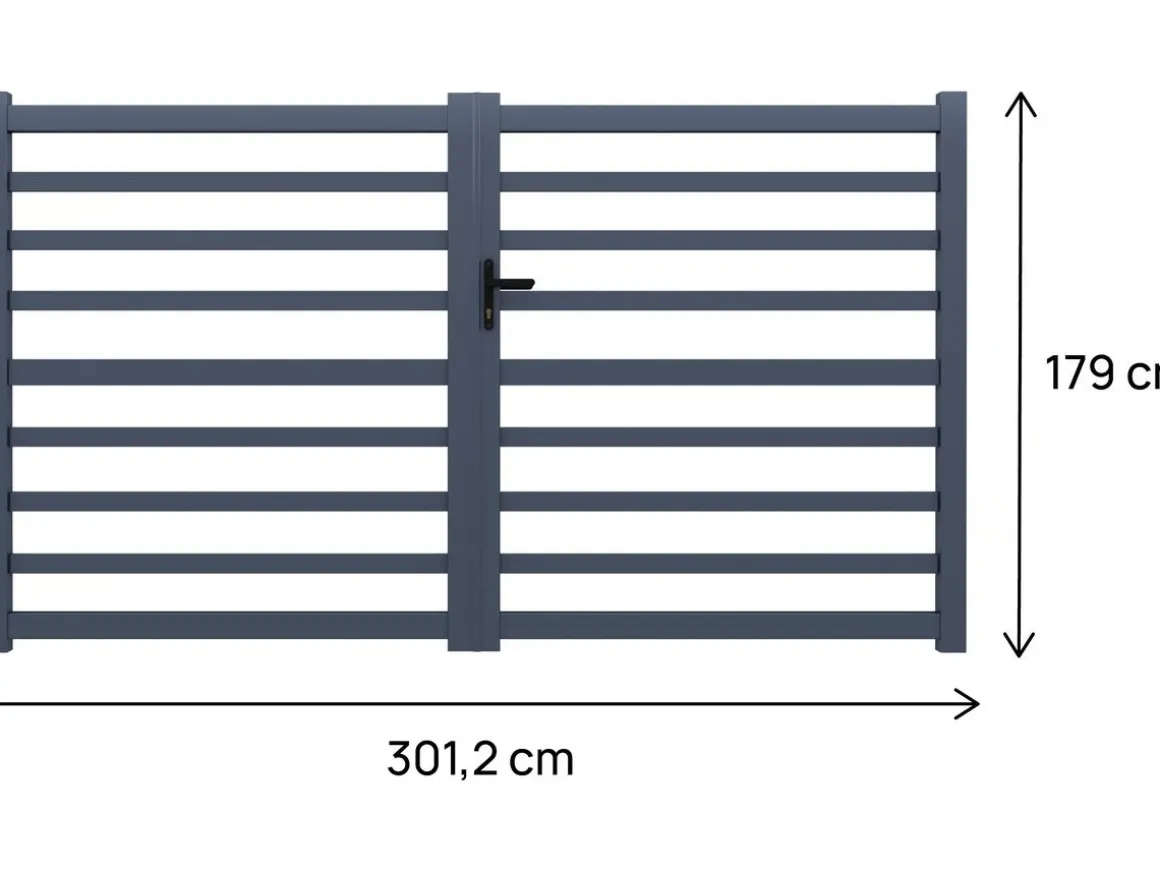 Portail aluminium ajouré "Martin" - 300 x 180 cm - Gris