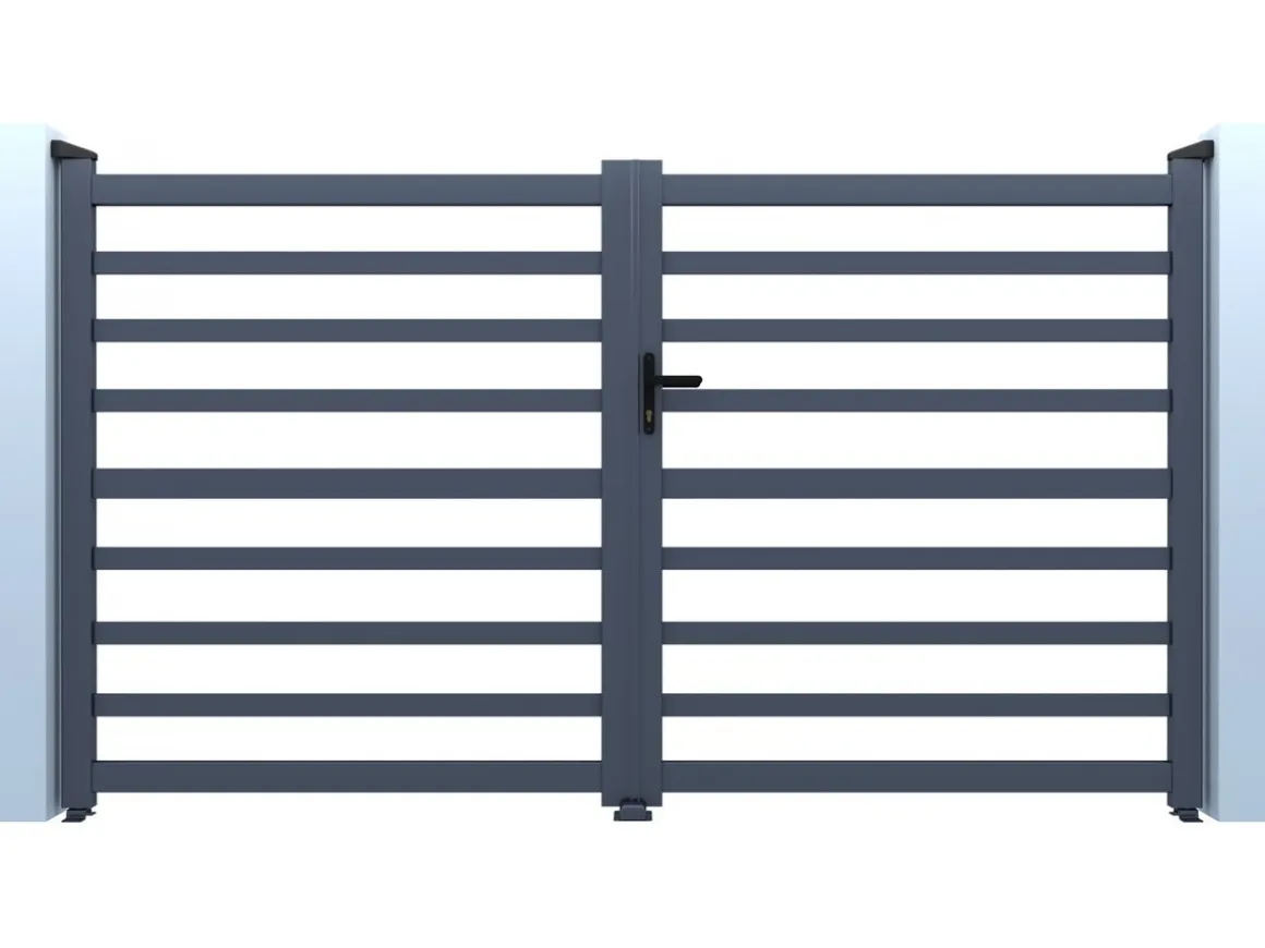 Portail aluminium ajouré "Martin" - 300 x 180 cm - Gris