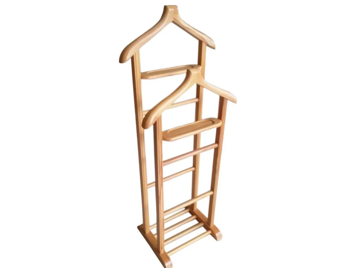 Portant à vêtement en bois "Beta" - 33 x 46 x 120 cm - Beige