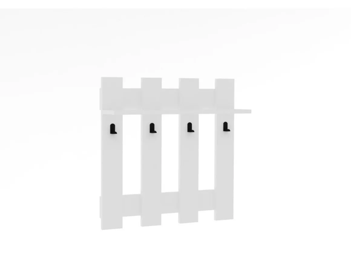 Porte-manteau mural en bois "Carina" - 70 x 14 x 70 cm - Blanc