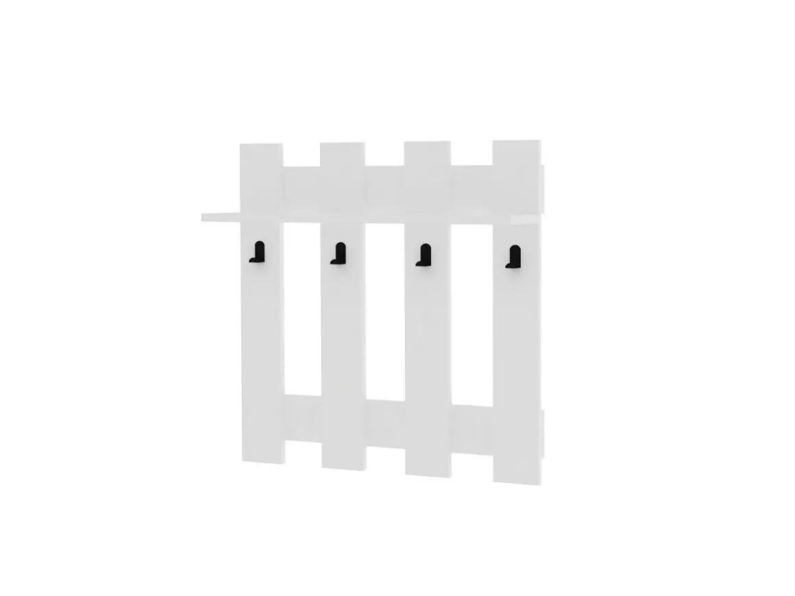 Porte-manteau mural en bois "Carina" - 70 x 14 x 70 cm - Blanc