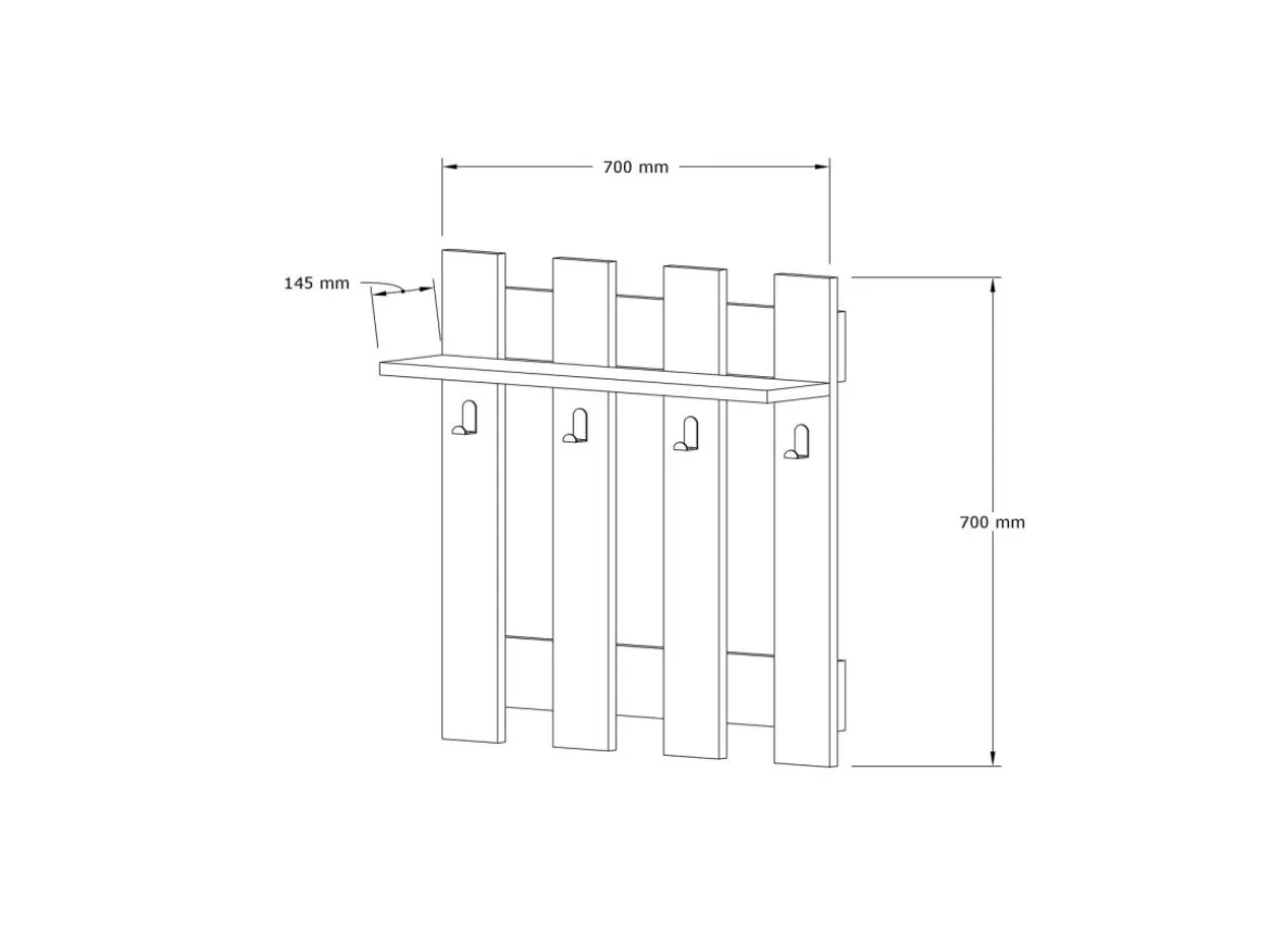 Porte-manteau mural en bois "Carina" - 70 x 14 x 70 cm - Blanc