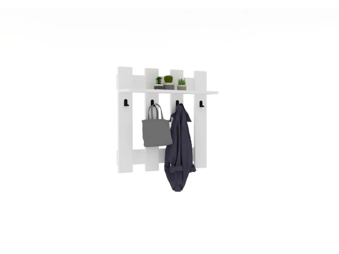 Porte-manteau mural en bois "Carina" - 70 x 14 x 70 cm - Blanc
