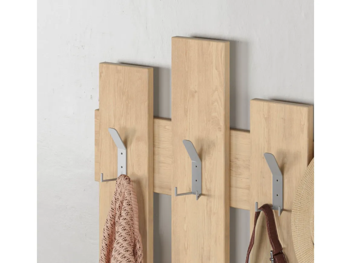 Porte manteau mural en bois "Wave" - 64 x 4 x 79 cm - Beige