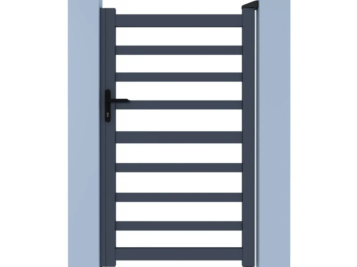 Portillon aluminium ajouré "Marius" - 100 x 180 cm - Gris