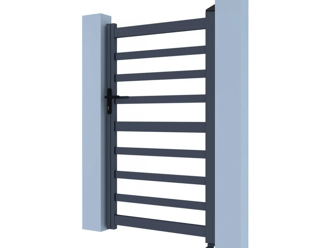 Portillon aluminium ajouré "Marius" - 100 x 180 cm - Gris