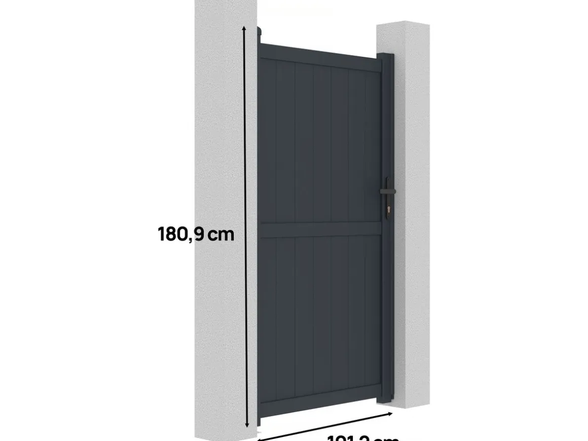 Portillon aluminium "Maurice" - 101.2 x 180.9 cm - Gris
