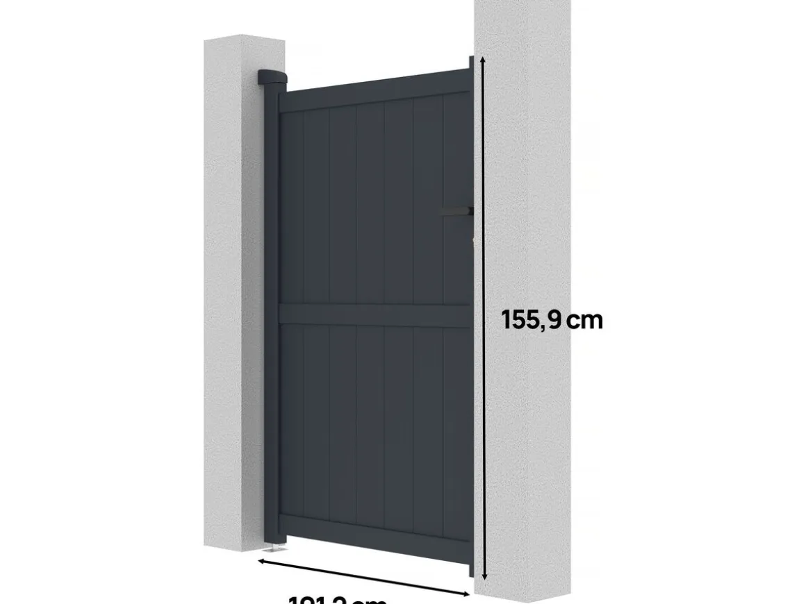 Portillon aluminium "Maurice" - 101.2 x 155.9 cm - Gris