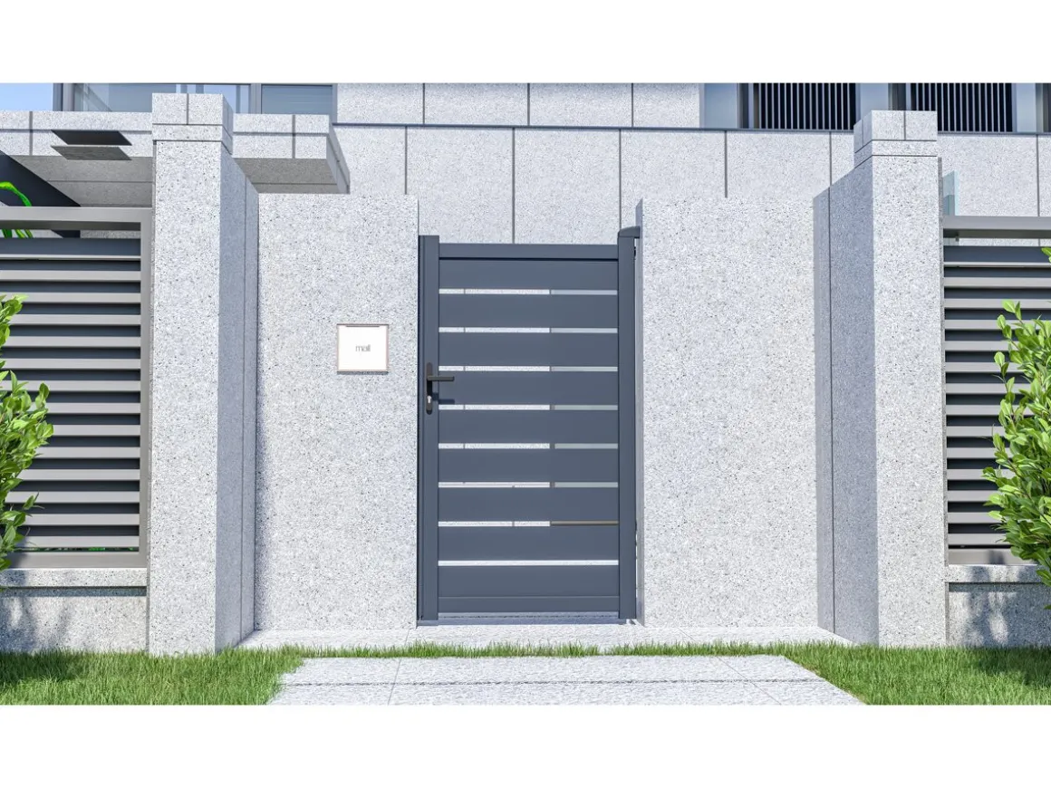 Portillon en aluminium "Bastien" - 100 x 176 cm - Anthracite