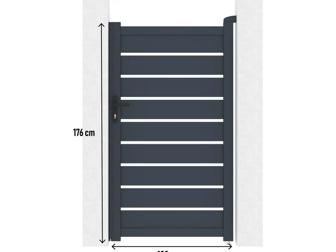 Portillon en aluminium "Bastien" - 100 x 176 cm - Anthracite
