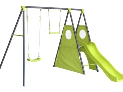 Portique de jeu en métal avec toboggan