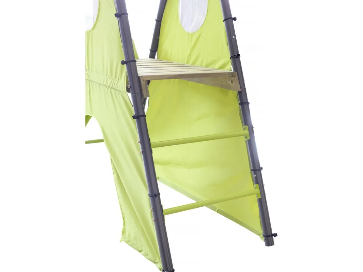 Portique de jeu métal avec toboggan "Dany"- 5 agrès - Vert