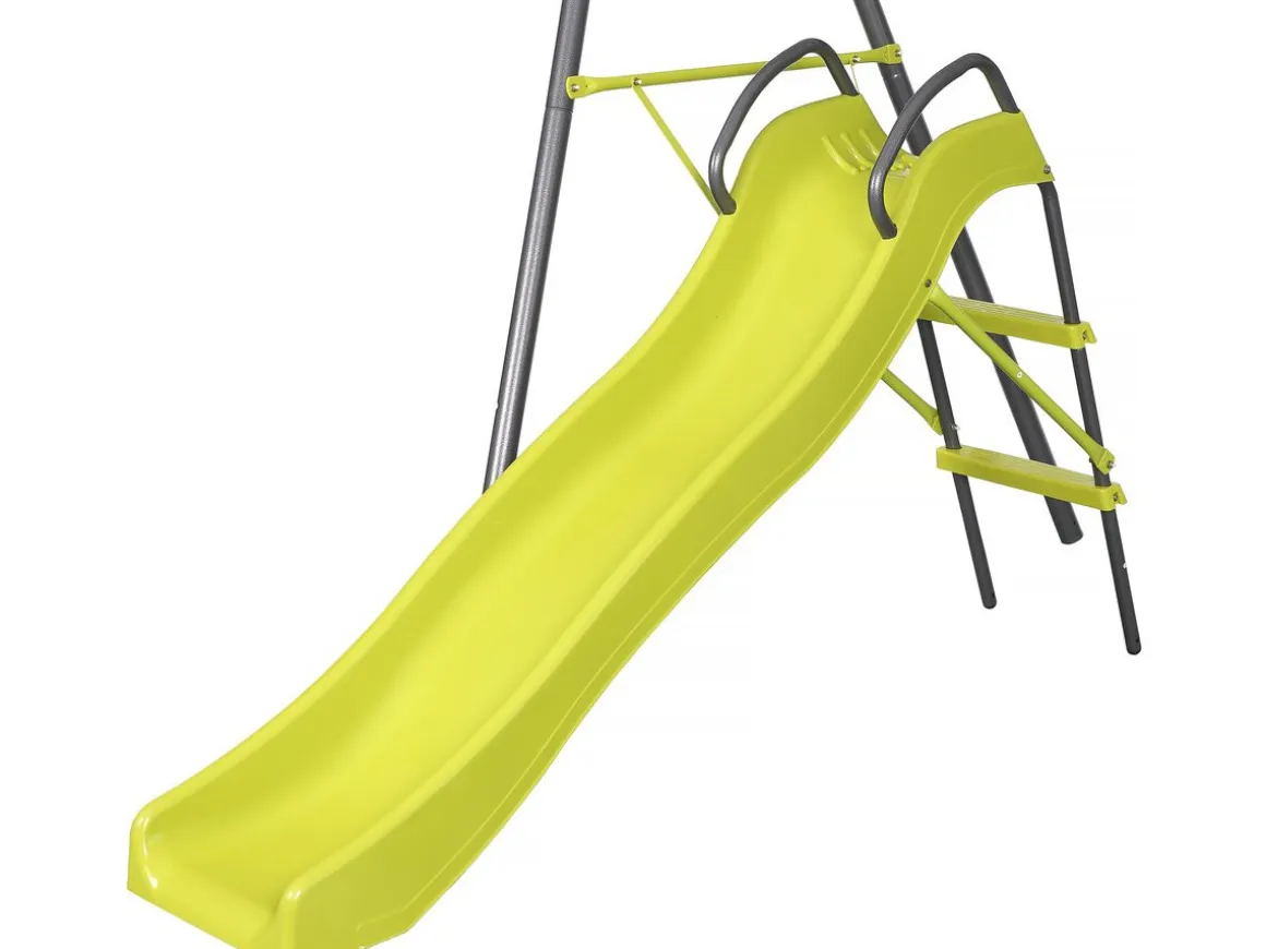 Portique en métal avec toboggan "Ludo II" avec 4 agrès - Vert