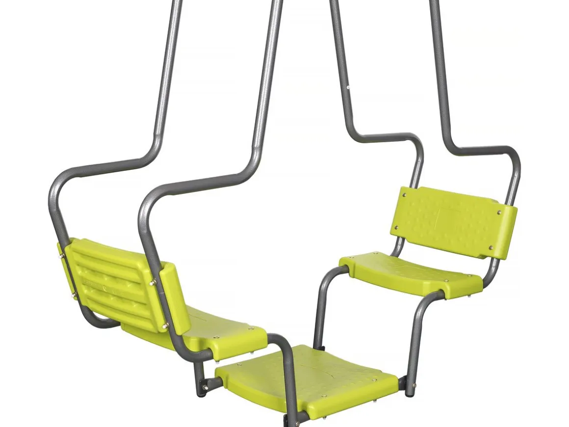 Portique en métal avec toboggan "Ludo II" avec 4 agrès - Vert
