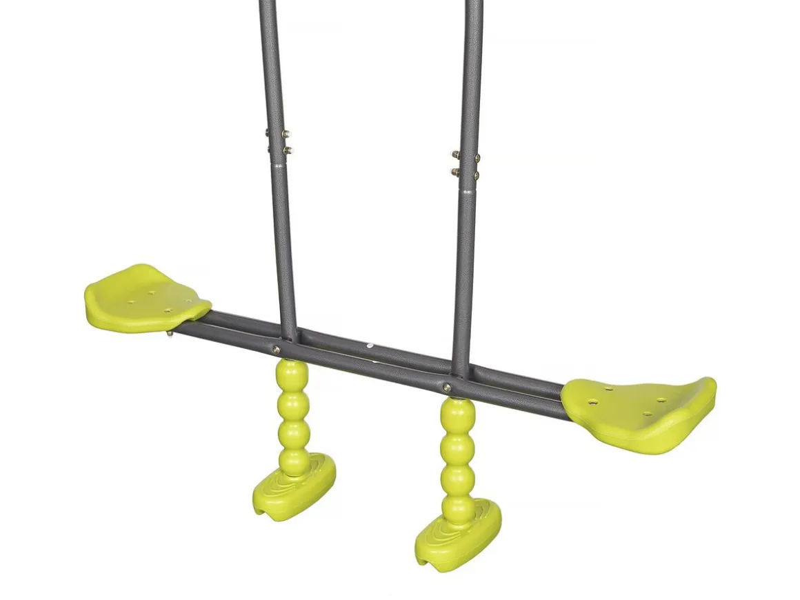 Portique en métal avec toboggan "Ludo II" avec 4 agrès - Vert