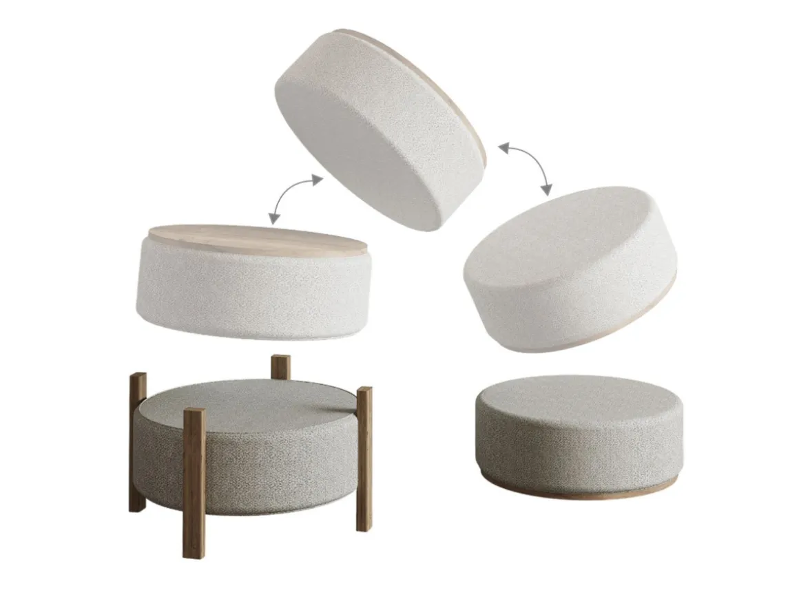 Pouf en bois "Clone" - 47 x 48 x 45 cm - Beige
