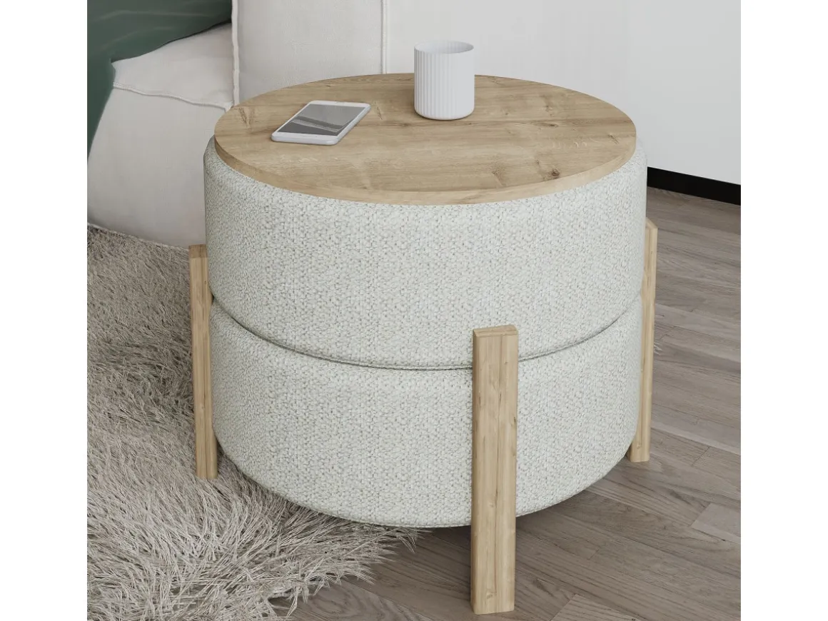Pouf en bois "Clone" - 47 x 48 x 45 cm - Beige