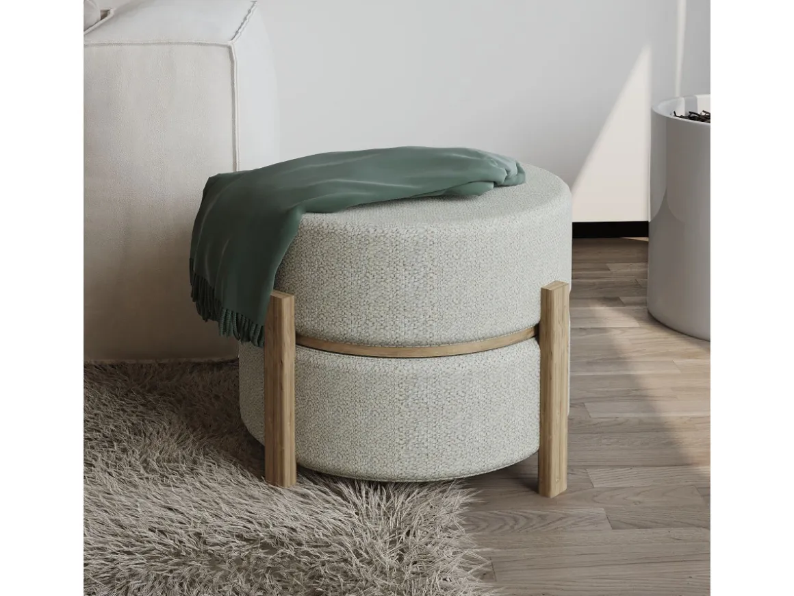 Pouf en bois "Clone" - 47 x 48 x 45 cm - Beige