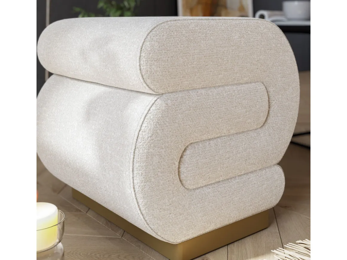 Pouf en bois "Sally" 40 x 42 x 42 cm - Crème