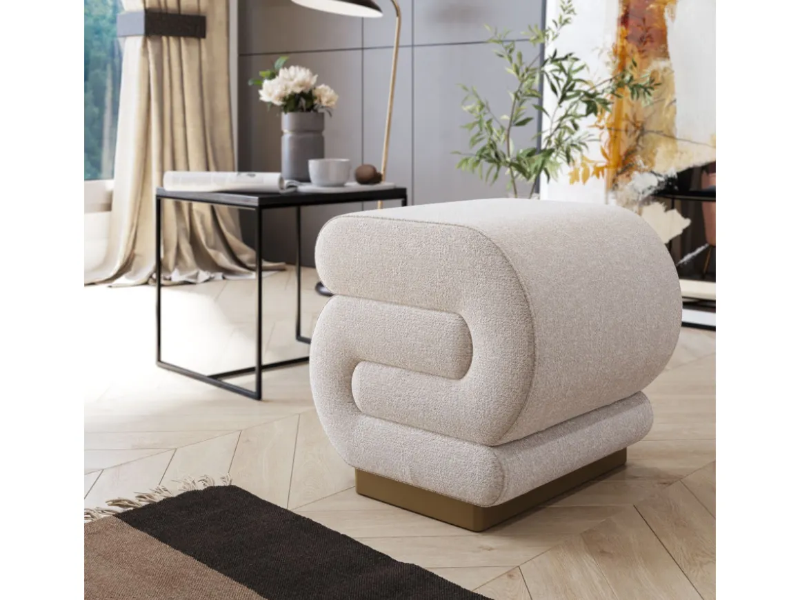 Pouf en bois "Sally" 40 x 42 x 42 cm - Crème
