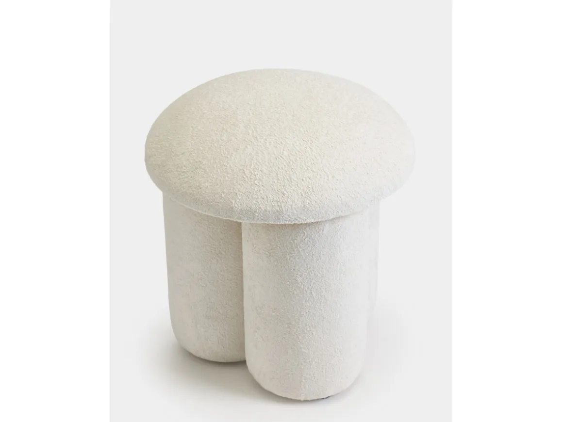 Pouf en tissu "Magnus" - 45 x 45 x 48 cm - Blanc