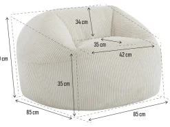 Pouf en velours côtelé  "Cusco" - 80 x 74 x 49 cm - Beige