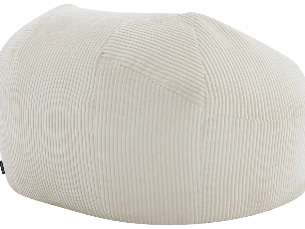 Pouf en velours côtelé "Cusco" - 80 x 74 x 49 cm - Beige