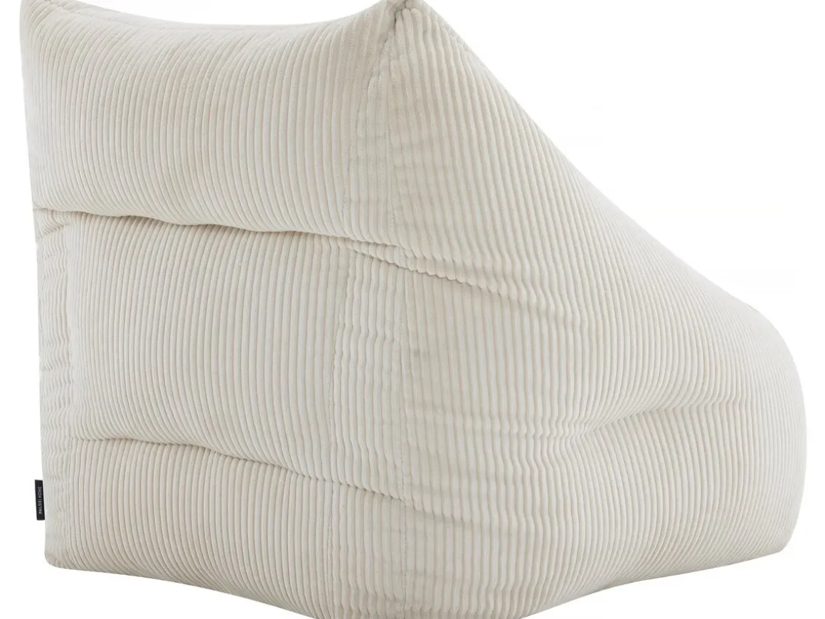 Pouf en velours côtelé "Medellin" - Beige - 85 x 85 x 72 cm