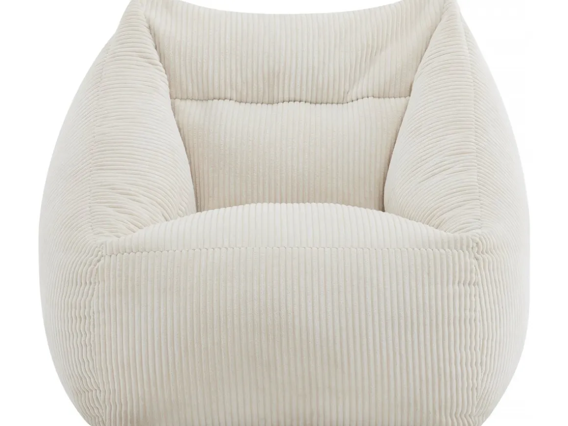 Pouf en velours côtelé "Medellin" - Beige - 85 x 85 x 72 cm