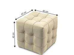 Pouf en velours "Lizbon" - 42 x 42 x 42 cm - Crème