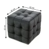 Pouf en velours "Lizbon" - 42 x 42 x 42 cm - Gris