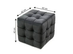 Pouf en velours "Lizbon" - 42 x 42 x 42 cm - Gris