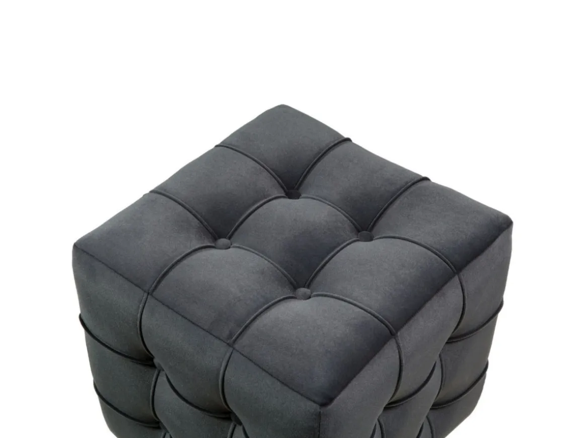 Pouf en velours "Lizbon" - 42 x 42 x 42 cm - Gris