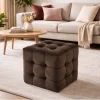 Pouf en velours "Lizbon" - 42 x 42 x 42 cm - Marron
