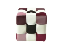 Pouf en velours "Patchwork" - 42 x 42 x 42 cm - Multicolore