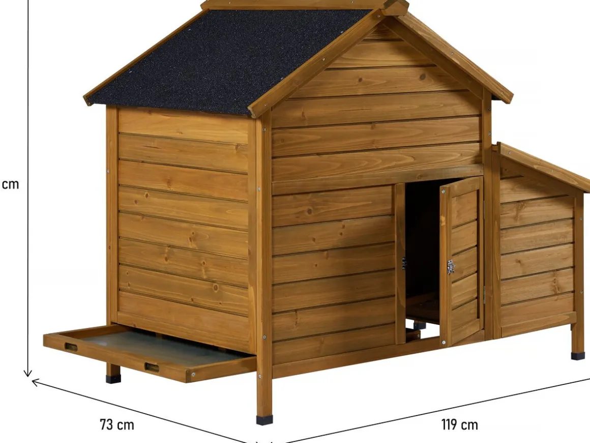 Poulailler avec pondoir en bois "Cocotte" - Marron