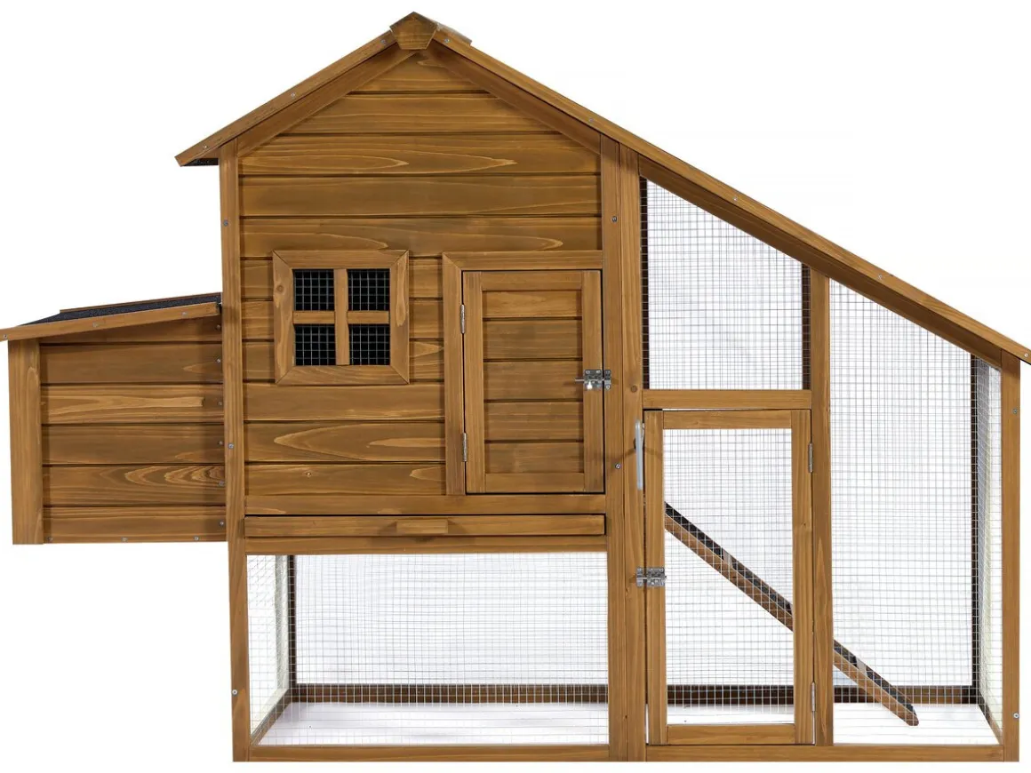 Poulailler "Princesse" avec pondoir en bois - 4 poules - Marron
